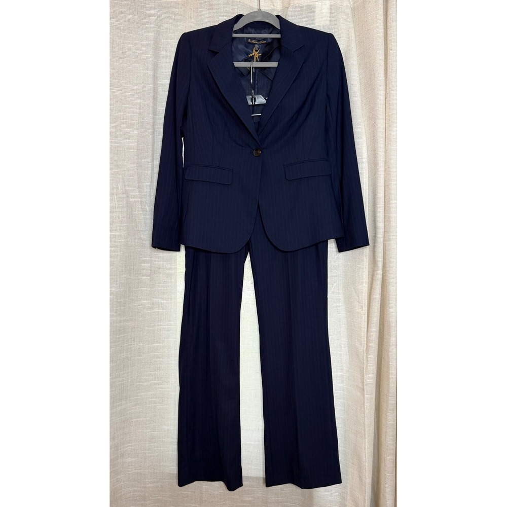 NWT Brooks Brothers BrooksCool Reda Wool Pinstripe Suit Navy Blue Women's 6P